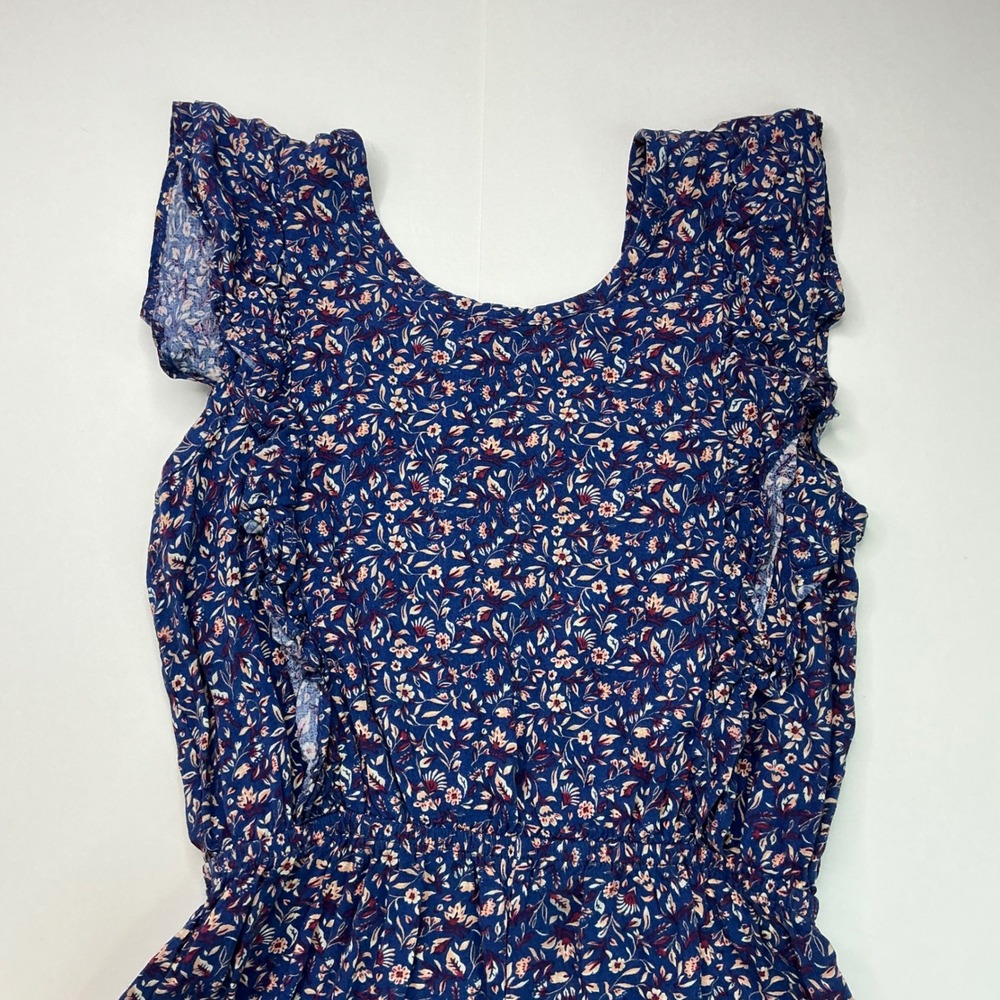 btween Blue Floral Jumpsuit Girls Size 10 Ruffle Shoulder Wide Leg 3E176TJ - Picture 2 of 16
